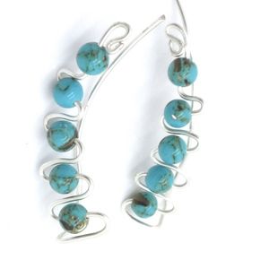 Handmade Ear Climbers Earrings G Turquoise